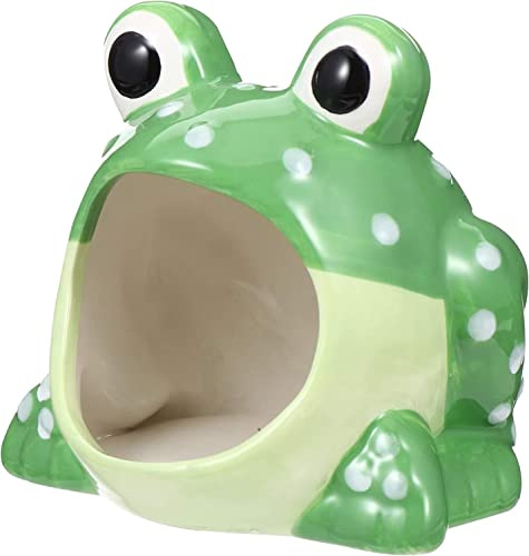 Norhogo Cartoon Kleintier Haustier Keramik Hamster Nest, Frosch Geformt | Critter Nest, Versteck Käfig Zubehör Keramik Schmuckschale für Zwerg Hamster Rennmäuse Kleintier Grün