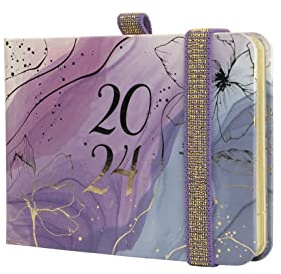 Finocam - Kalender 2024 Minimal Design Wochenansicht Vertikal Januar 2024 - Dezember 2024 (12 Monate) Goldy Spanisch