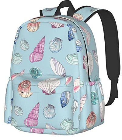 YTORA Sea Shell Großer College-Rucksack Casual Büchertasche Laptop Rucksack Computertasche Reise Tagesrucksack für Mädchen Jungen, Schwarz , Einheitsgröße