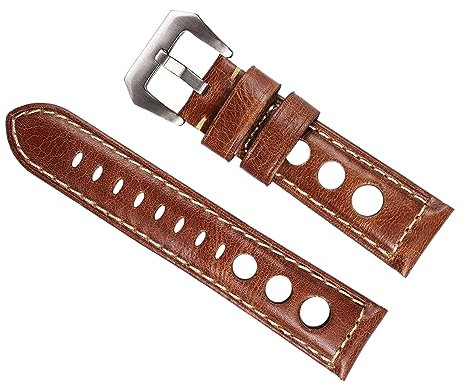 Chlikeyi Herren-Uhrenarmband aus echtem Leder, 20-24mm, braun/schwarz, Uhrengürtel, Lederarmband, Uhrenarmband, Farbe 7, 20 mm
