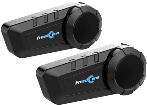 FreedConn KY PRO Motorcycle Helmet Bluetooth Headset, Motorcycle Communication Systems with CVC Noise Cancellation, Stereo Music, 6 Riders 0.75mi/1200m intercom, Dual Device Connection, IP65, 2 Pack