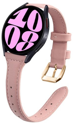 WoPail 20mm Cinturino in Pelle per Samsung Galaxy Watch 7/6/5 40,44mm/Galaxy Watch FE/Galaxy Watch 6 Classic 43,47mm Donna Vintage Cinturino di Ricambio per Galaxy Watch 5 Pro Rosa