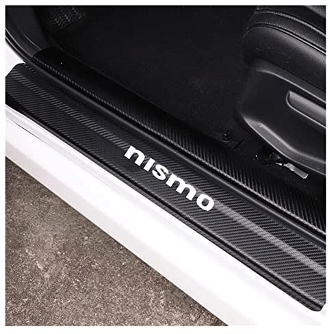 Symilov 4 Stück Auto Einstiegsleisten Schutzfolie Kohlefaser Türschweller Aufkleber für NIS-san NISMO Tuning Zubehör, Auto Tür Schritt Platte Abdeckung Lackschutzfolie,White
