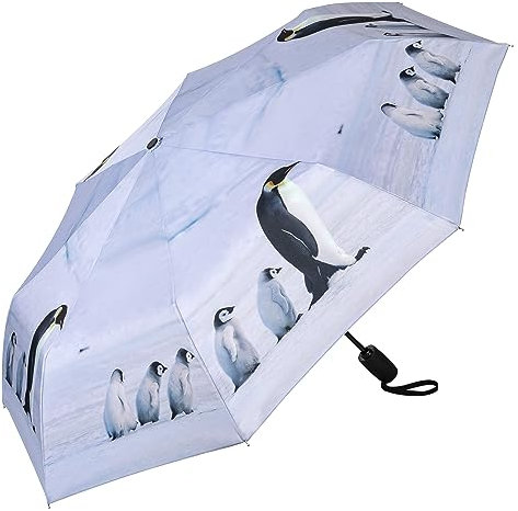 VON LILIENFELD Regenschirm Taschenschirm Pinguin Windfest Auf-Zu-Automatik Stabil Leicht Kompakt