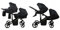 BabyLux® Kinderwagen Set 2 in 1 für Zwillinge - Trailux Duo - Onyx - incl. Babywanne, Buggy Sportsitz - Geschwisterwagen Zwillingskinderwagen Kombikinderwagen mit Wickeltasche, Regenschutz