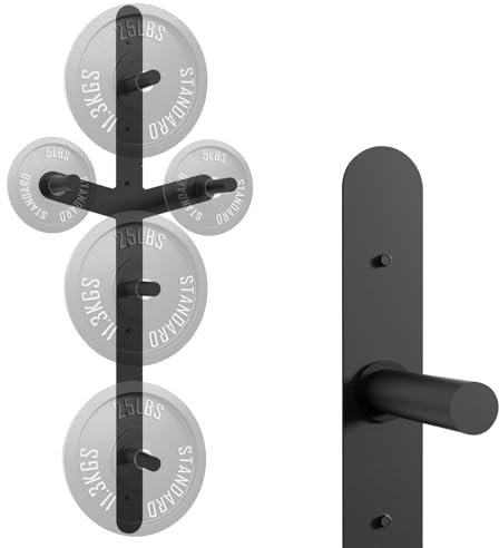 Weight Plate Storage Rack, Wall Mounted Bumper Plate Weight Rack Storage, Space Saving Strength Training Plate Trees for Garage Home Gym Strength Training, Load Up to 700 LBS, 3-Peg, Fit 2 Plates