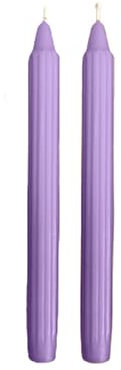 Set da 2 candele decorative scanalate Dorica - Colore Viola Polvere Dusty Purple - Durata 8 ore - Diametro 2,5 cm Altezza 25 cm