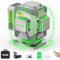 Huepar Pro Livella Laser, 3 x 360 Auto Livellante Verde per Piastrelle, Livellatore Laser per Pavimenti ad Alta Precisione con Batteria al Li-ion da 8000mAh, Telecomando e Custodia Rigida ZK03DG-S