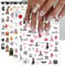 JMEOWIO 12 Sheets Halloween Nail Art Stickers Decals Self-Adhesive Cute Heart Nail Supplies Nail Art Design Decoration Accessories