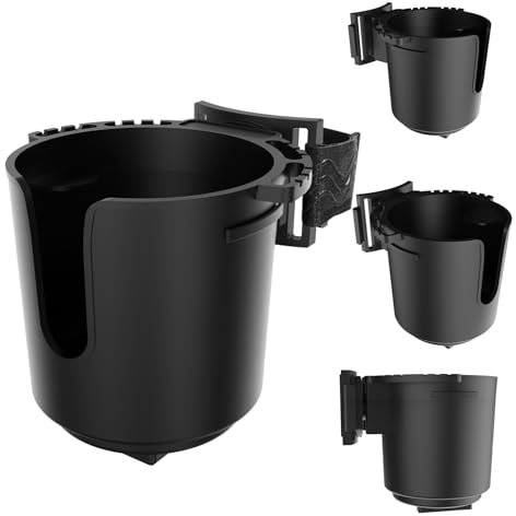 Multi-Angle Adjustable Cup Holder, Universal Cup Holder for Wheelchairs, Walkers, Strollers, Golf Carts & Camping - Clamp Fits 0.85-1.75 Inches (Black, Medium)