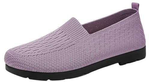 Genérico Zapatillas SeñOra Ancho Especial Sandalias Ancho Zapatos tejidos para mujer, zapatillas y transpirables para caminar, zapatos de sin cordones, zapatillas de Zapatillas Mujer Lona (Purple, 40)
