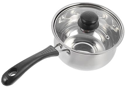 Amosfun Olla Ergonómica con Tapa Y Gran Capacidad para Calentar Alimentos Olla de Acero Inoxidable de 16 Cm con Un Mango