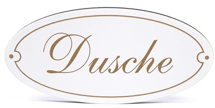Dekolando Deko Türschild oval - Dusche - Schild 15 x 7 cm - Schilder Türschilder Namensschilder Wohnung selbstklebend Holzschild Tür Holzschilder