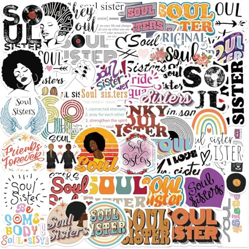 50 Stück Soul Sister Vision Board Aufkleber, Positive Inspirational Words Stickers, ästhetische wasserfeste Vinyl Graffiti Aufkleber für Laptop Gitarre Skateboard, Mädchen und Adults