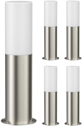 ledscom.de 5 Stück Wegelicht/Pollerleuchte GROPO für außen, IP44, 41 cm, edelstahl, 1x E27 max. 40W
