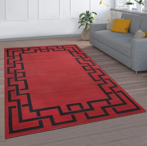 MOONLIGHT20015 Rugs Living Room Large 200x290 cm – Greek Key Style Red Area Rugs for Bedroom – Non Slip Modern Printed Carpet For Lounge Dining Room, Lexi