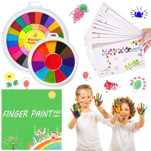 48 Fingermalerei Kit Kinder Fingermalfarben Farben Finger Farben Kit Abwaschbares Fingermalset DIY Malset Finger Stempelkissen Stempel Mit Malbuch Fingerfarben Kinder Ideal für Kreativen