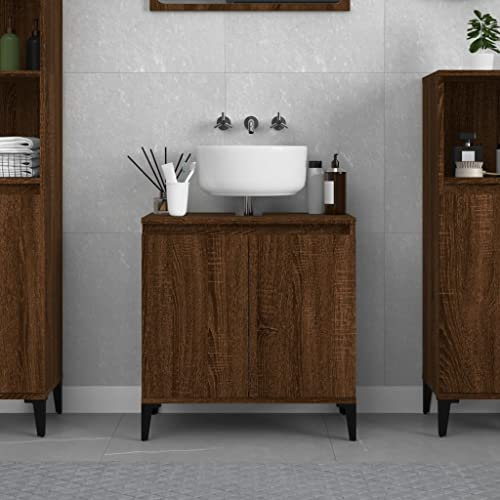 Myheimly Waschbeckenunterschrank Eichen-Optik 58x33x60 cm,Braune Eiche