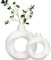 Charmofun Juego de 2 Jarrones Decorativos Modernos, Jarron Ceramica, Florero de Flores Secas en Bohemio, Jarrones para Sala de Estar y Centro de Mesa de Cena (Blanco (Grande + Pequeño))