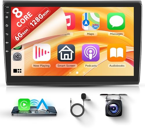 [8 Core 6+128G] Android Radio de Coche para FIAT Bravo 2007-2014 9 Pulgadas Pantalla Bravo Radio Coche con Wireless Carplay Android Auto GPS WiFi DSP/FM/RDS/EQ Mirror Link Bluetooth Cámara Trasera