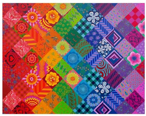 The House of Puzzles Patchwork Regenbogen Puzzle - 1000 Teile Puzzles für Erwachsene, Künstler illustriert, malerische Landschaft, Deluxe-Puzzle-Geschenke