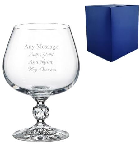 Personalised Engraved 250ml Claudia Crystalite Brandy Glass with Gift Box | Custom Brandy Glasses, Birthday Gifts for Men, Dad Present, Best Man Groomsmen Gifts