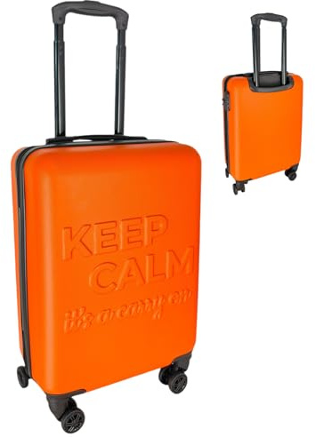 54x36x20cm Hardshell Cabin Suitcase – Lightweight ABS Hand Luggage with 8 Spinner Wheels, Trolley Handle & Lock – Fits Ryanair, easyJet, British Airways, Jet2 – Overhead Travel Bag – 38L - Orange