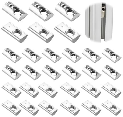 30 ranuras M5 en T con bola de centrado Nut 6, serie 20, para perfil de aluminio 20 x 20, ideal para impresoras 3D, CNC, arquitectura e industria, norma europea