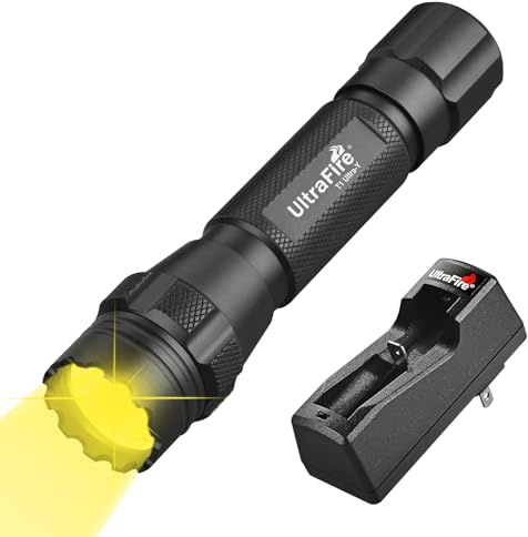ULTRAFIRE 1000 Lumen Single Mode Yellow Light Flashlight - Bright High-Purity Amber LED Flashlight,Designed Specifically for Night Vision Camping, Smoggy Weather, and Outdoor Emergencies T1 Ultra-Y