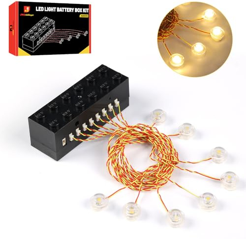 JMBricklayer LED-Licht-Baustein-Set, 2 x 6 Leuchtsteine mit Lichtsensormodus, DIY-Beleuchtungsbaustein-Zubehör, kompatibel mit großen Marken