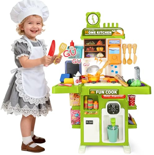 Spielküchen-Set Kinder Mini-Küche Kochspielzeug für Jungen und Mädchen ab 3, 4, 5 Jahren - Geschenk (Grün)