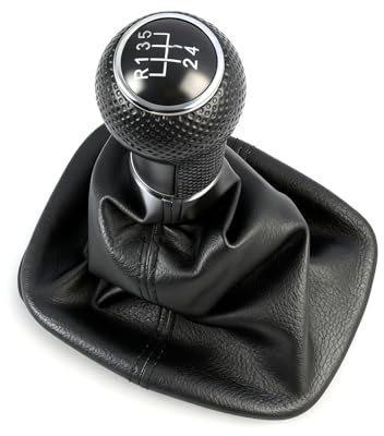 Zuahaly A252 Schaltsack und Schaltknauf Set Schwarz für 5-Gang Getriebe - Kompatibel mit VW Golf 4 IV (1,4 + 1,6 Benziner, 1,9 SDI Diesel) - Plug & Play Ersatzteil mit Rahmen,schaltknauf passat