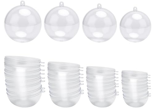 WOKICOR 20 Stück Kunststoffkugel Transparent 3 cm 4 cm 5 cm 6 cm, Weihnachtskugeln, Plastikkugeln Zum Befüllen (3 4 5 6cm)