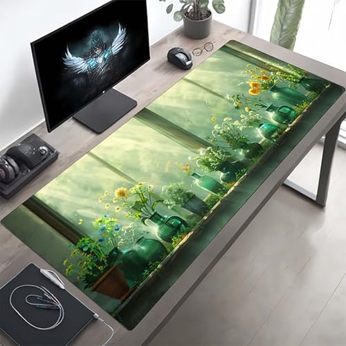 Gaming Mauspad 1600x800x3mm Gaming Mousepad XXL Anlage Grün Mauspad Schreibtischauflage, Genähte Kanten Mausmat, rutschfeste Gummibasis, Schreibtisch Schutz für Home Büro, Geschenke PjY1600 0-0