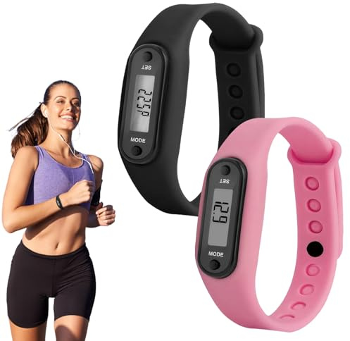 2 PCS Pedometer Step Counter, Black and Pink Step Counter for Walking, Pedometers for Kids Men Women