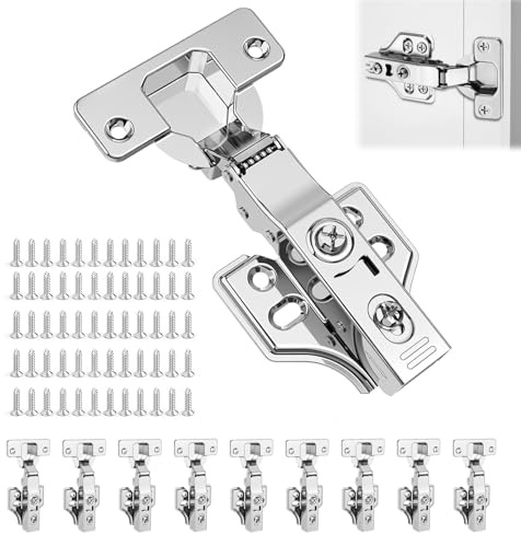 10 Stück Scharniere für Schranktüren, 105 Grad Softclose Küchenschrank, Eckanschlag Standard Scharnier mit Soft Close Automatikscharnier Integrierter, Schrankscharnier für Kleiderschrank
