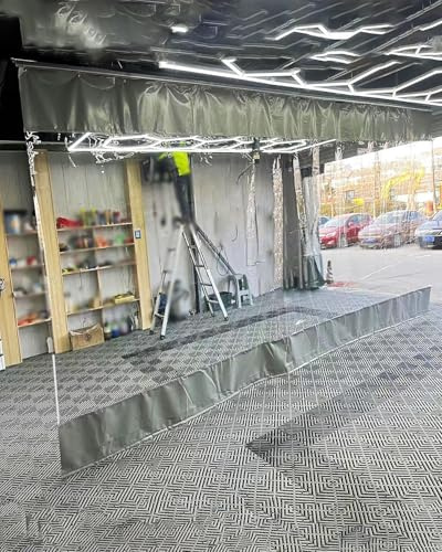 Outdoor Vorhang Wetterfest Transparent Deckenmontierter, Verschiebbarer Garagentrennvorhang, Pergola-, Terrassen-, Balkon- Und Deck-Sichtschutzwand Vinyl mit Schienensystem(W5.5xH4m/18x13ft)