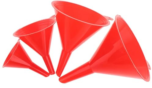 Entonnoir de cuisine 4 pièces, ensemble d'entonnoirs à huile en plastique rouge à usage automobile de 4 tailles pour le remplissage bouteilles, la mise en conserve, la cuisine, la voiture