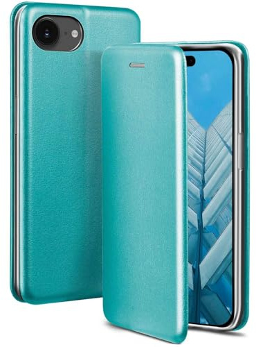 ONEFLOW Business Case für iPhone 17e Handyhülle klappbar mit Standfunktion, Klapphülle Flipcase Cover Dünn, PU Leder Hülle mit Kartenfach, 360 Grad Schutzhülle, Mint Blau