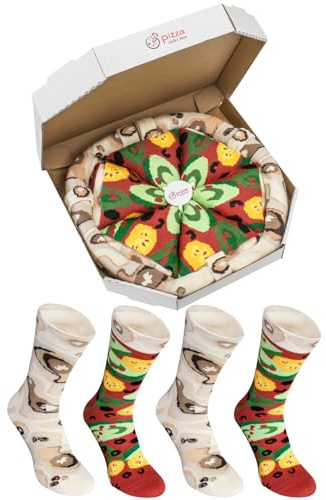 Rainbow Socks - Pizza Végétarienne Femme Homme - 4 Paires Chaussettes - Taille 41-46