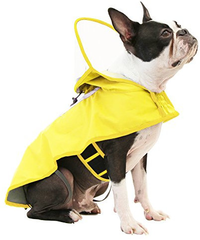 Gooby - Regenmantel, verstellbare Regenkappe mit durchsichtigem Visier, gelb, Größe XXL