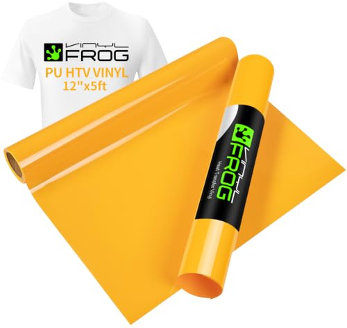 Vinyl Frog Htv Pu Heat Transfer Vinyl Roll for for T Shirts Garments Bags and Other Fabrics by Plotter Cutter Yellow