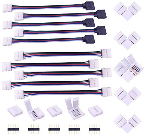LED Strip Verbinder 5-Polig Streifen Eckverbinder Verteiler Band Schnellverbinder Stripe Verlängerung Anschlusskabel Stecker Connector für 10mm Breite SMD 5050 RGBW Strip