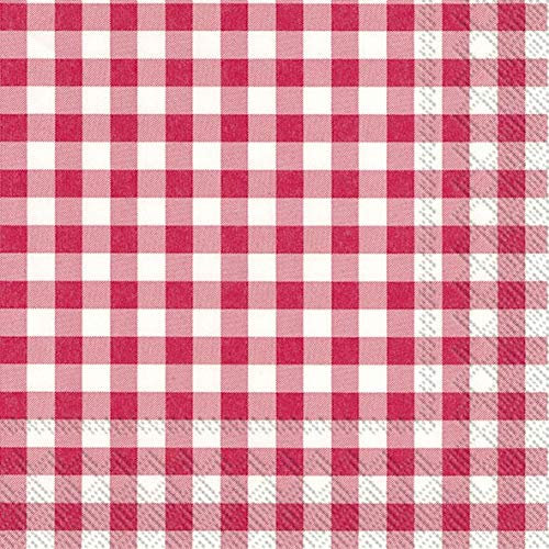 IHR Taverna Papierservietten, kariert, 33 cm, quadratisch, Rot, 20 Stück