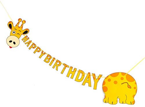 SUNBEAUTY Happy Birthday Girlande Giraffe Banner Tier Dschungel Kindergeburtstag Deko Geburtstagsdeko Safari Dekoration Party