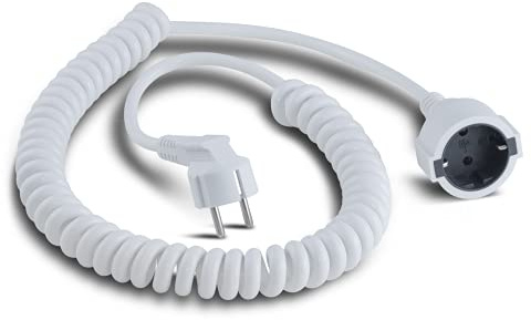 Rallonge Schuko Câble spirale 1000/4000 mm Blanc (Import Allemagne)