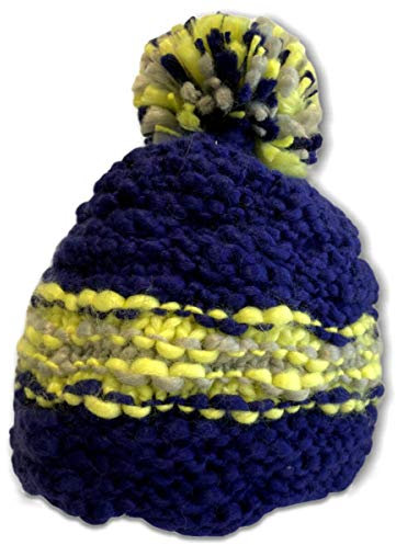 Roter Hahn 112 Feuerwehr Wintermütze I Navy BLAU I Reflexstyle Gelb-Silber I Strickmütze I Beanie mit Bommel I Rettungsdienst THW Mütze I exklusiv