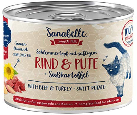 Sanabelle Nassfutter Schlemmertopf mit Rind & Pute | 6 x 180 g | 1.08 kg