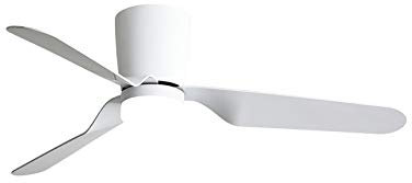 TODOLAMPARA - Ventilador de techo con luz LED 18W motor DC modelo KOCHI Blanco, 3 tonalidades de luz con memoria, 3 aspas, 5 velocidades, control remoto, temporizador, silencioso y bajo consumo