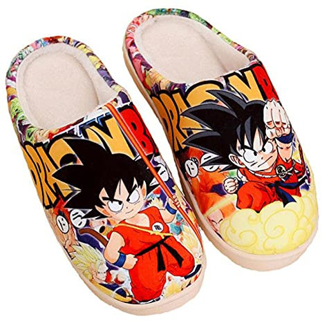 WANHONGYUE Anime Dragon Ball Pantoufles de Maison Homme Femme Hiver Peluche Chaude Chaussons Intérieur Extérieur Antidérapant Slippers